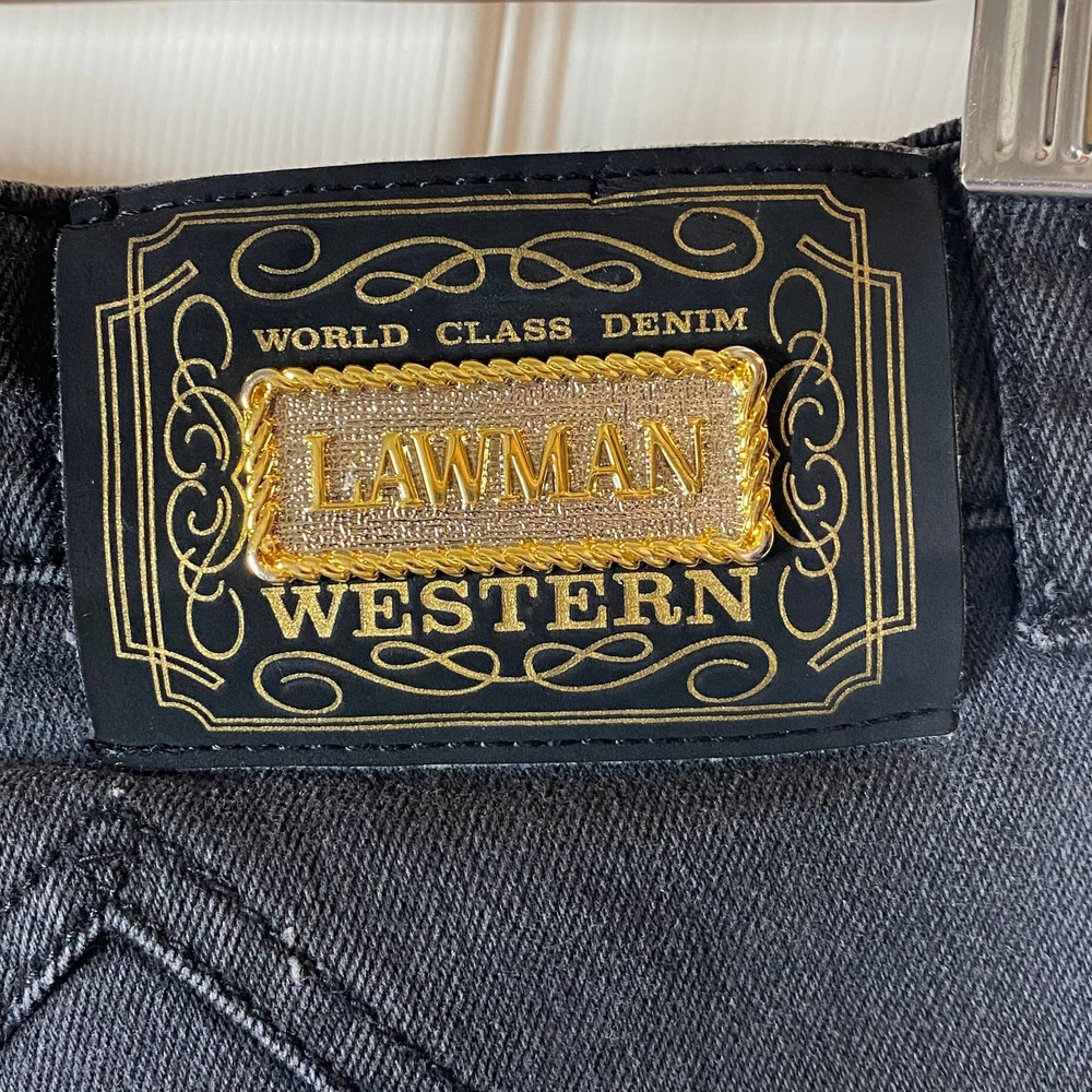 Vintage Lawman Cut Out Sides Studded Slim Fit Western Jeans Black VTG Size 7 - Picture 8 of 11